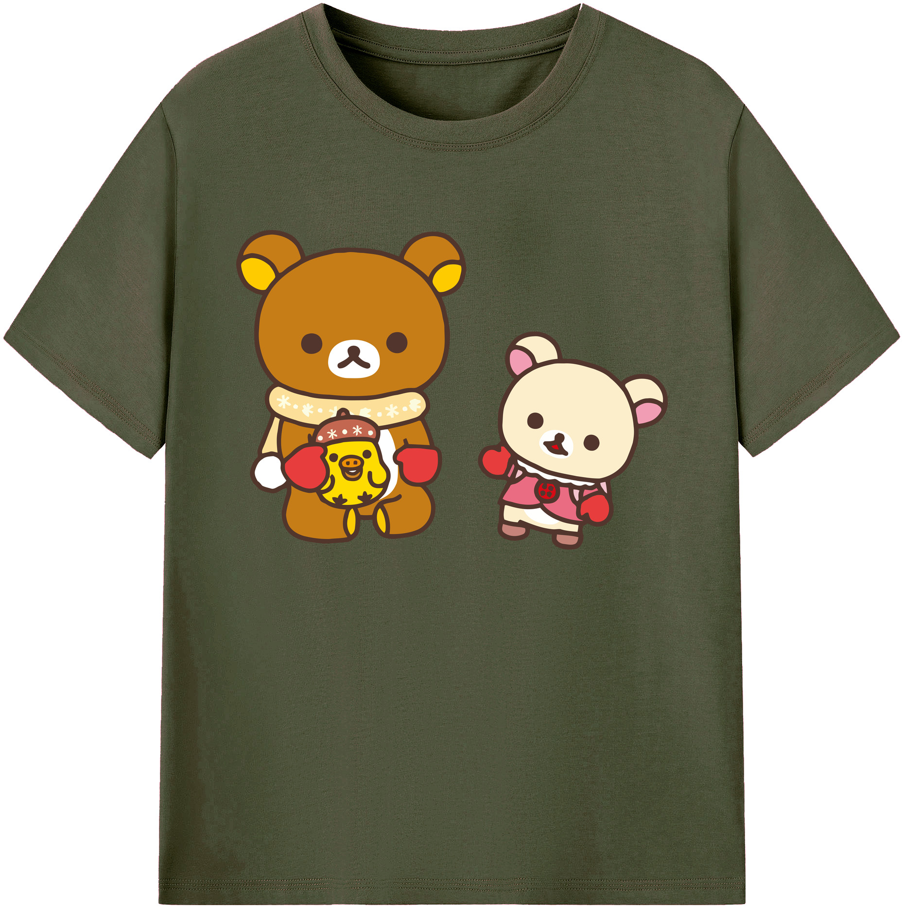 （画像用） リラックマ リラックマ キイロイトリ Rilakkuma Korilakkuma Kiiroitori 綿100％ メンズ半袖Tシャツ｜肌触りやわらか＆通気性